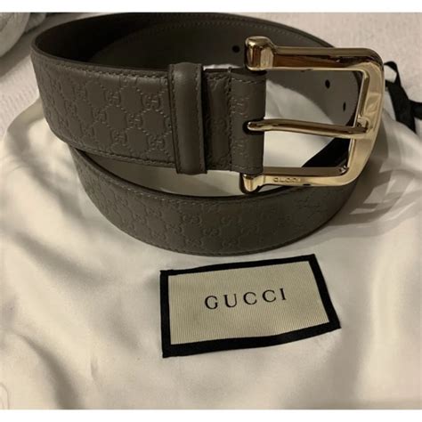 New Gucci Women's GG Microguccissima Leather Belt Grey 90.